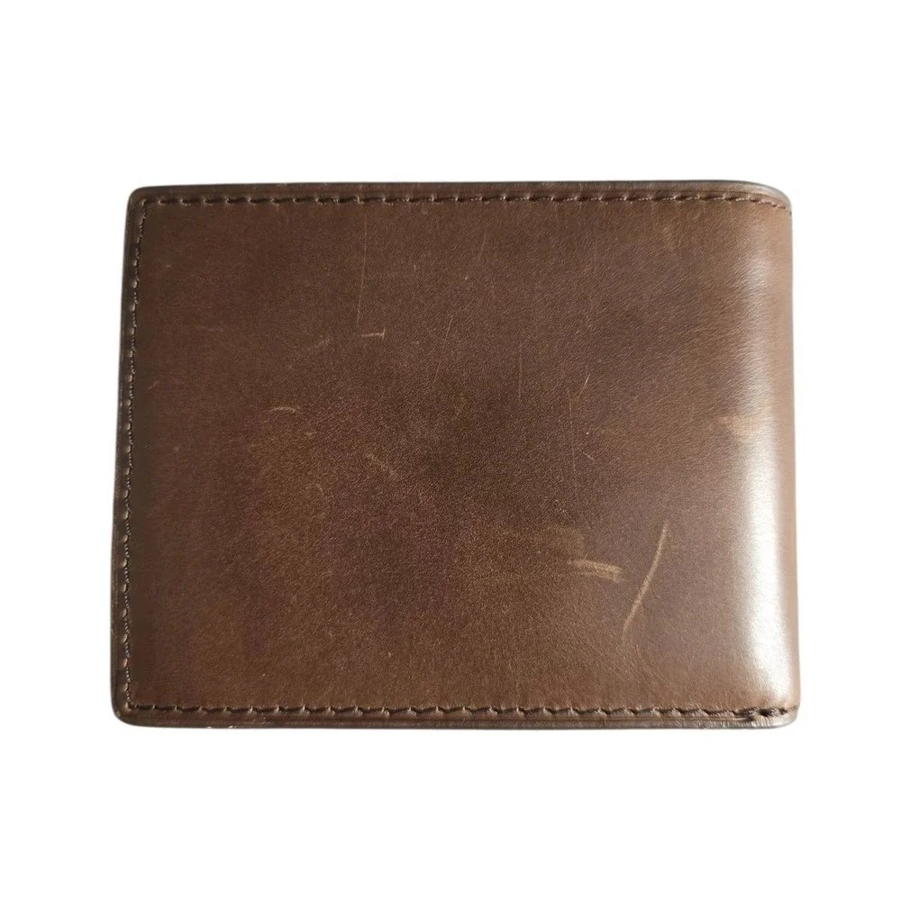 Fossil Men's Derrick RFID-Blocking Bifold Wallet brown distressed leather NWOT